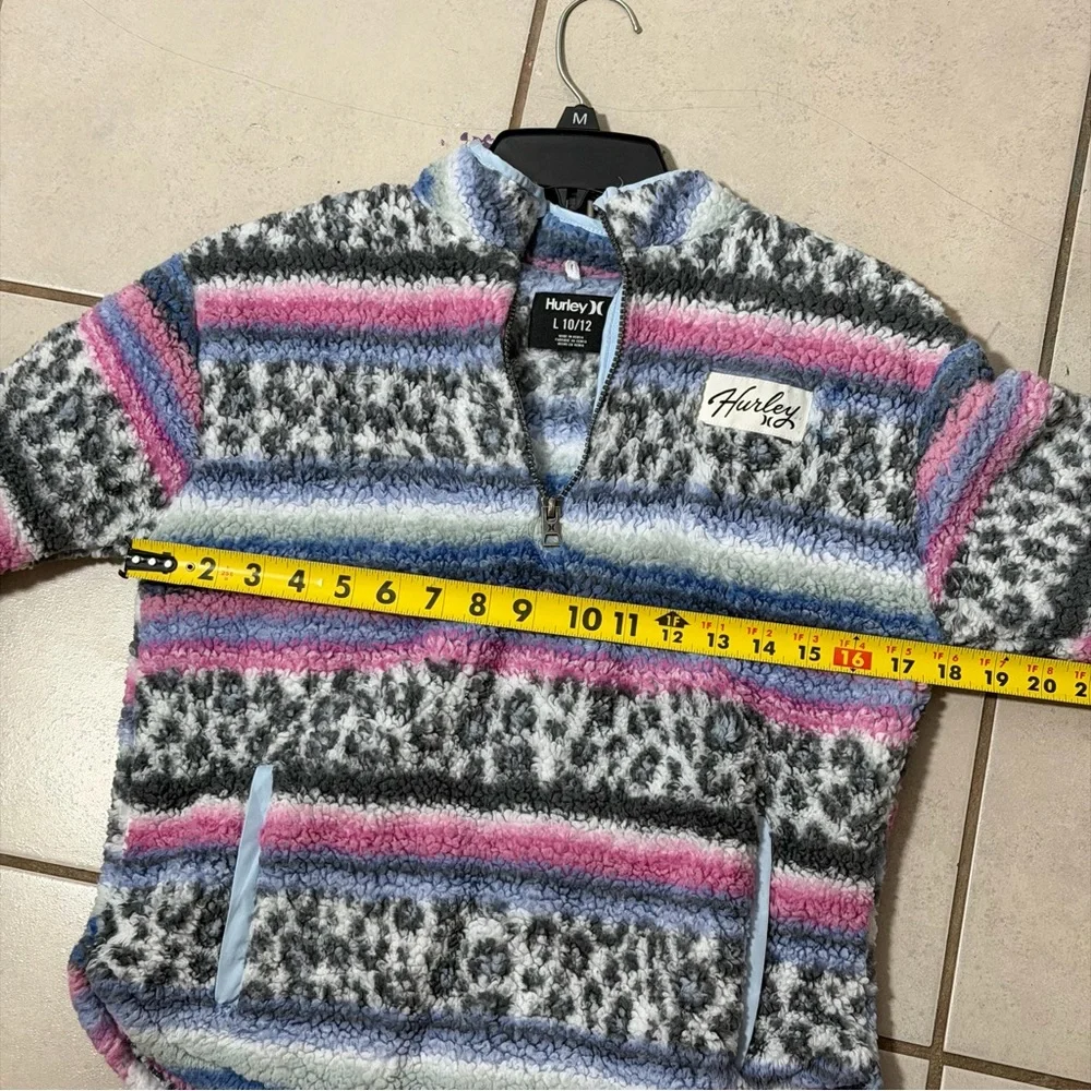 Hurley Girl Kids Multicolor Fleece Pullover Aztec‎ Print Sweater size L